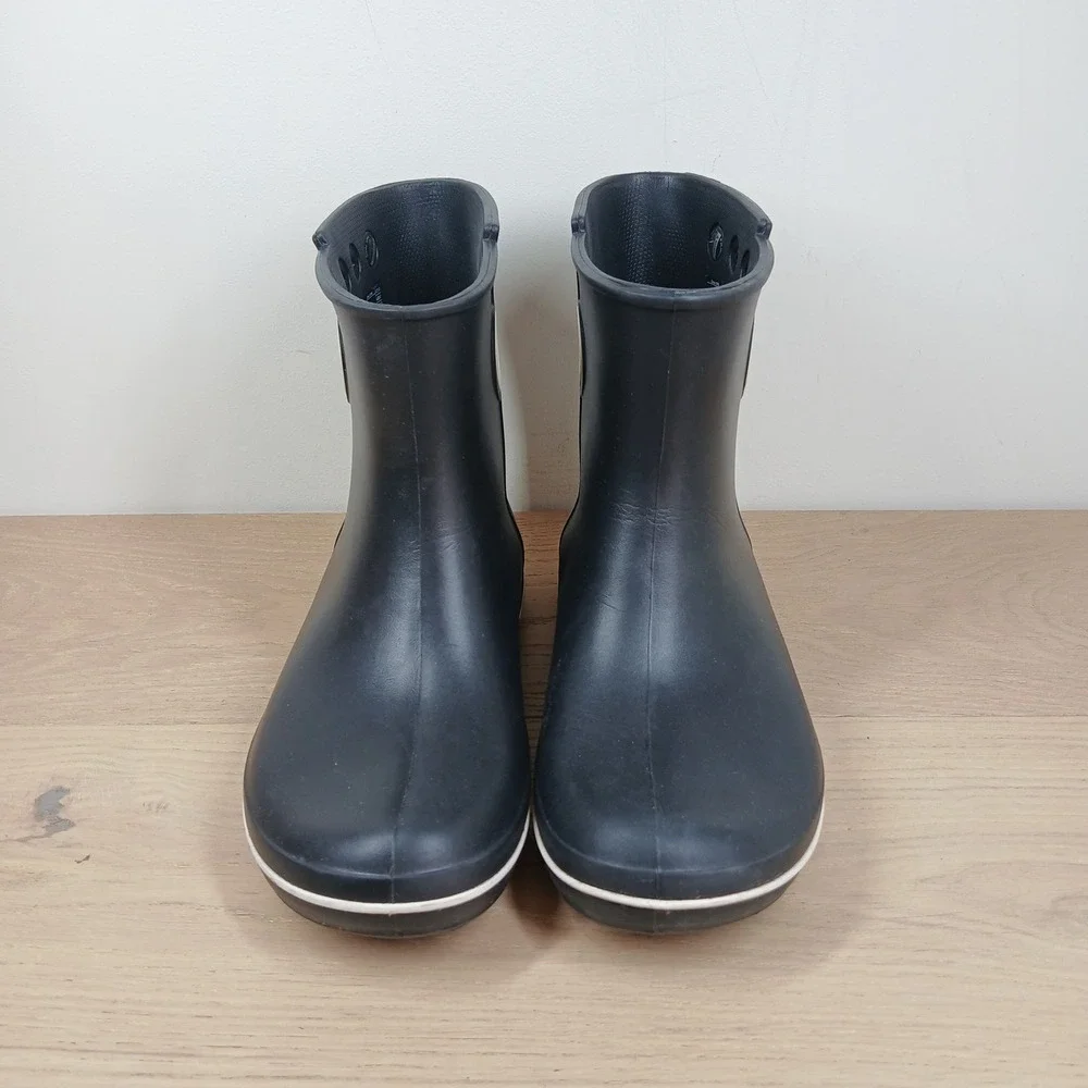 Crocs Jaunt Shorty Rain Boot Womens 10 Black Croslite Waterproof Ankle Pull On